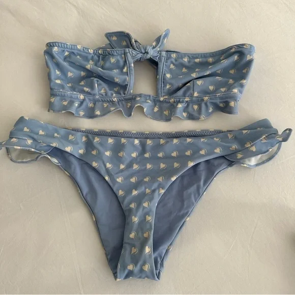 For Love And Lemons Light Blue Heart Bikini